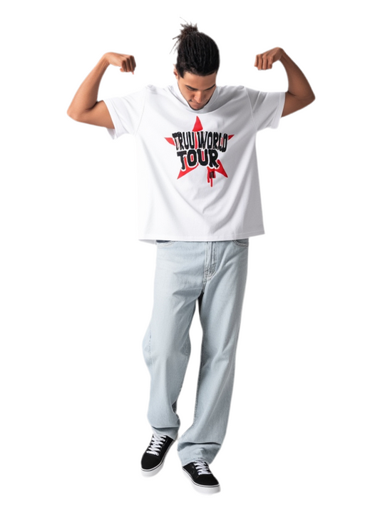 TruuWorldTour “Red Star Drop Shoulder T-Shirt - Truustoryla 